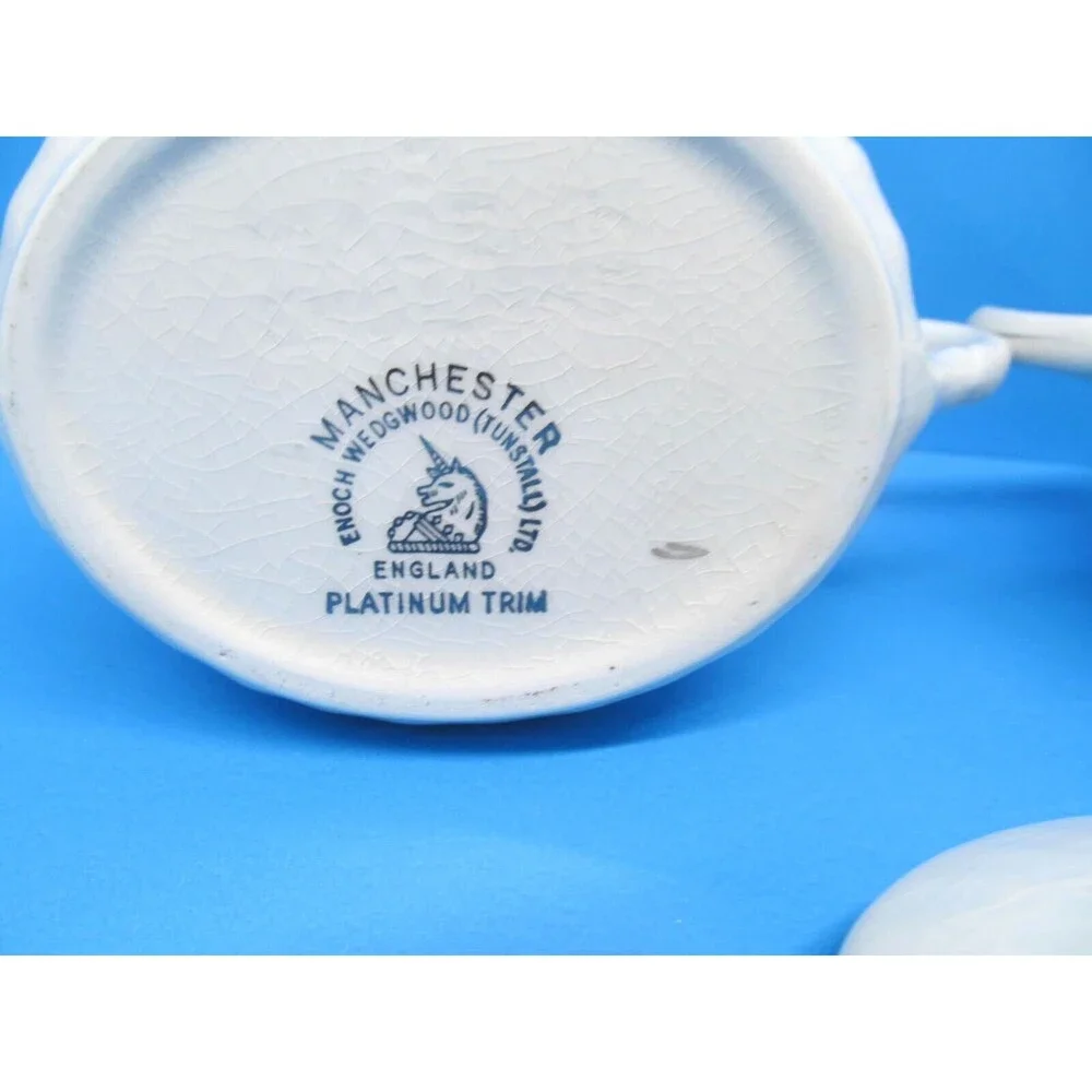 Enoch Wedgwood Manchester Covered Sugar Dish and Creamer